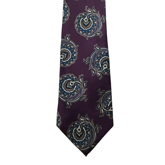 Stafford Purple Paisley Designer Mens Neck Tie 100% Silk NEW - Picture 1 of 4
